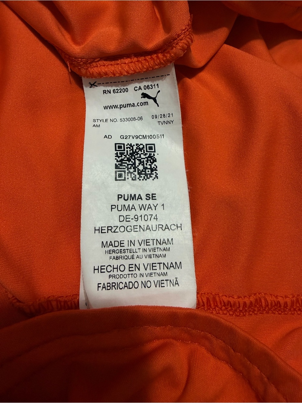 Puma Women's Long Sleeve Quarter-Zip Top in Bright Orange - Picture 7 of 10